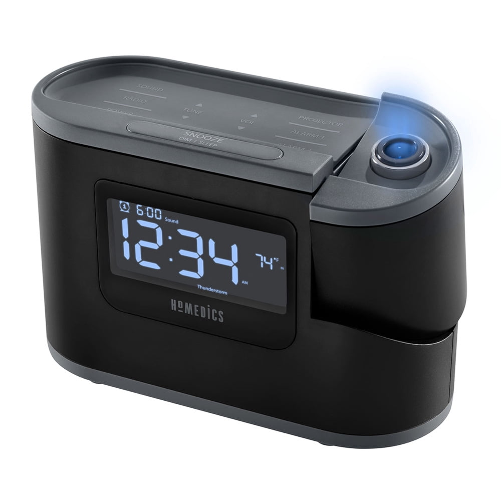 HoMedics Sound Machines LCD Alarm Clock, with Relaxation and nature Sounds, Black HDS-5080
