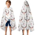 thumbnail image 3 of White Deer Antler Flower Pattern Hooded Bath Towel，50"x30" for Ages 3 To 12 Kids, Quick Dry Lightweight Soft Microfiber Hood Beach Towel Cover Up for Kids, 3 of 7