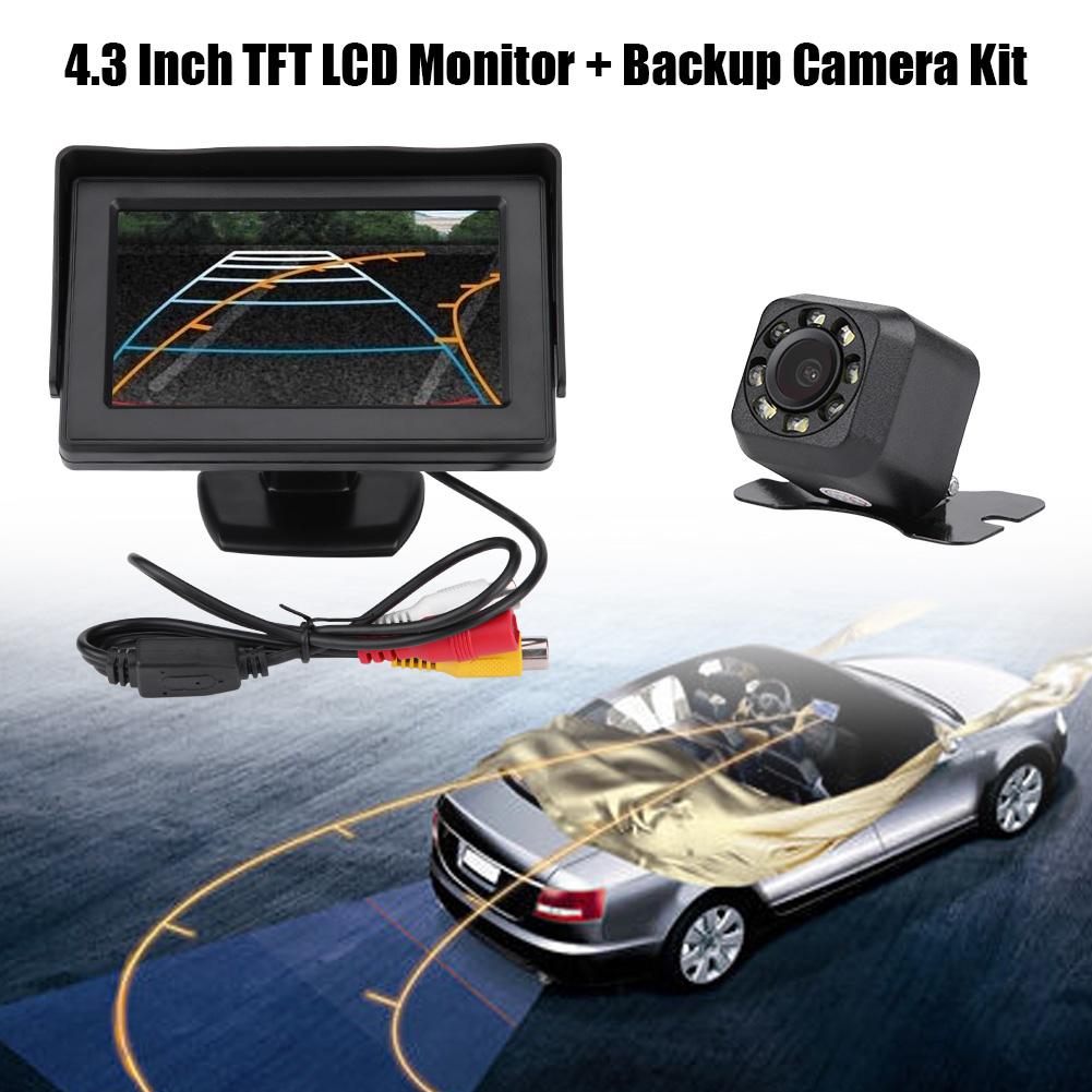 Mini Car Reverse Parking Camera With 4.3/" TFT LCD Rear View Mirror Monitor Kit