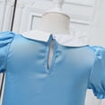 thumbnail image 7 of Wdgfv Girls Summer Dresses Casual Playground School Daily Wear Toddler Kids Bow Tie Collar Dress For 3 7 Years Old Outdoor Sleeve Blue 3-4 Years, 7 of 7