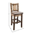 thumbnail image 2 of Homestead Collection Barstool w/ Back, Stain & Clear Lacquer Finish w/ Upholstered Seat, Saddle Pattern, 2 of 4