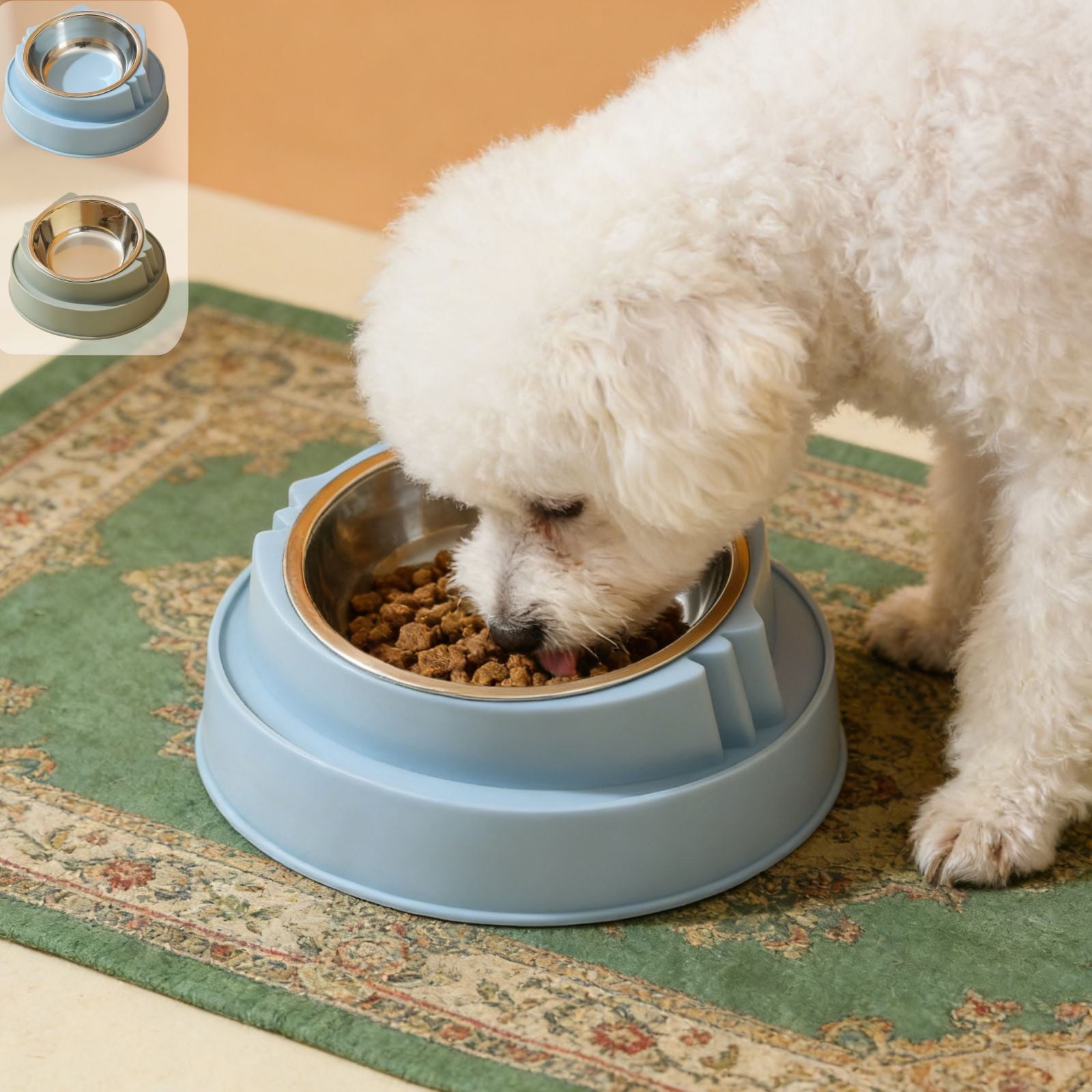 Pet Bowls Dog Bowls Cat Bowls Stainless Steel Elevated Feeder 15 Degree Tilt Neck Protection Non Slip Anti Tip Easy Clean for Cats Small Medium Dogs Indoor by PALIFEUR