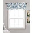 thumbnail image 3 of Blue Botanical Kitchen Valances for Windows Farmhouse Linen Window Valance Curtain for Living Room Window Treatment Spring Summer Leaf Pastoral Vintage Valance Rod Pocket Topper Drape, 54 x 18 Inch, 3 of 6