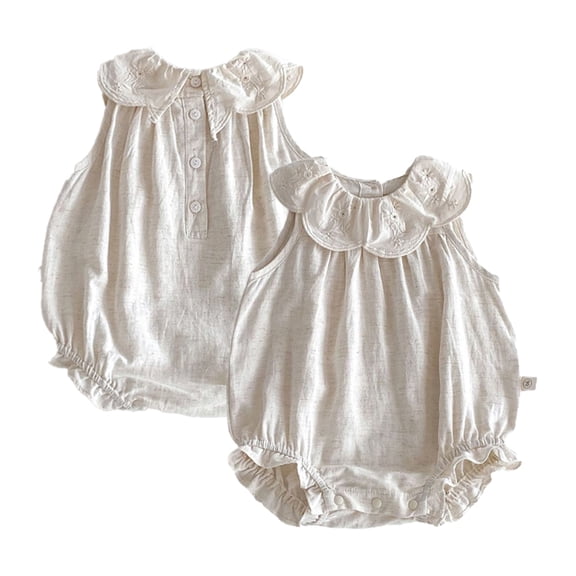 LYMAYTER‌ 3-24M ‌Infant Girls Summer Sleeveless Jumpsuit Hat Set Floral Print Smocked Bubble Romper