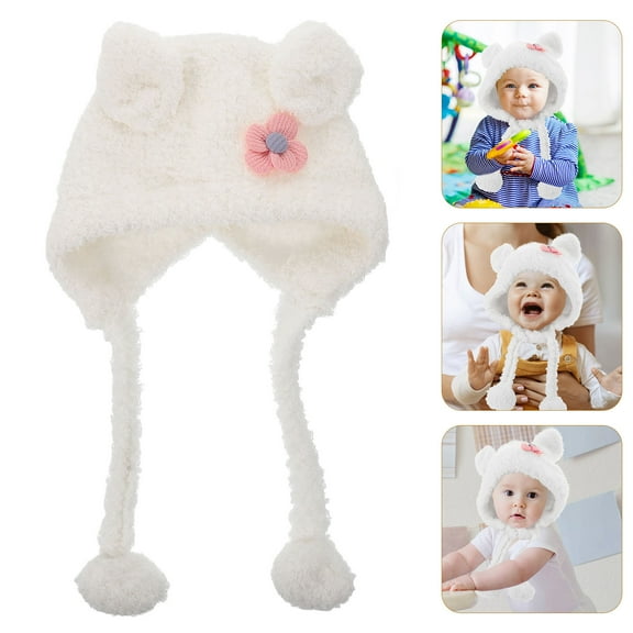 Milisten Toddler Winter Trapper Hat Warmth Baby Winter Hat White Earflap 1Pcs