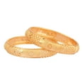 thumbnail image 4 of Efulgenz Indian Bridal Bangle Set Gold Tone Plain Glossy Engraved Bracelet Bangle Jewelry for Women (2 Pcs) Size 2.4, 4 of 8