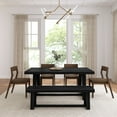 thumbnail image 2 of 72" Classic Solid Wood Dining Table Set with Bench, Black Wirebrush, + 4 Chairs Walnut, 2 of 11