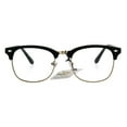 thumbnail image 2 of Mens Classic Horned Half Rim Hipster Nerdy Retro Eye Glasses Black Gold, 2 of 3