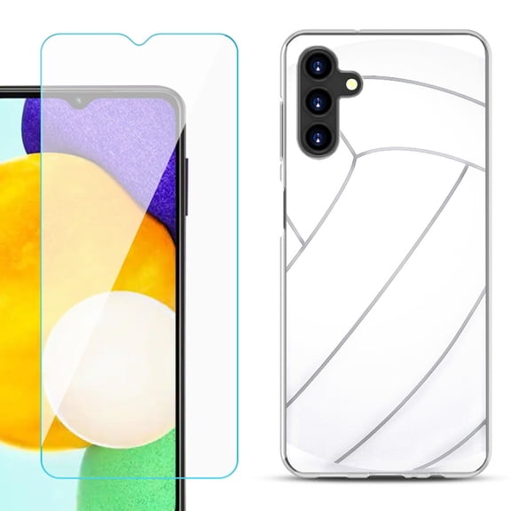 Slim-Fit TPU Fashion Phone Case for Samsung Galaxy A13 5G, with Tempered Glass Screen Protector, by OneToughShield ® - Volleyball