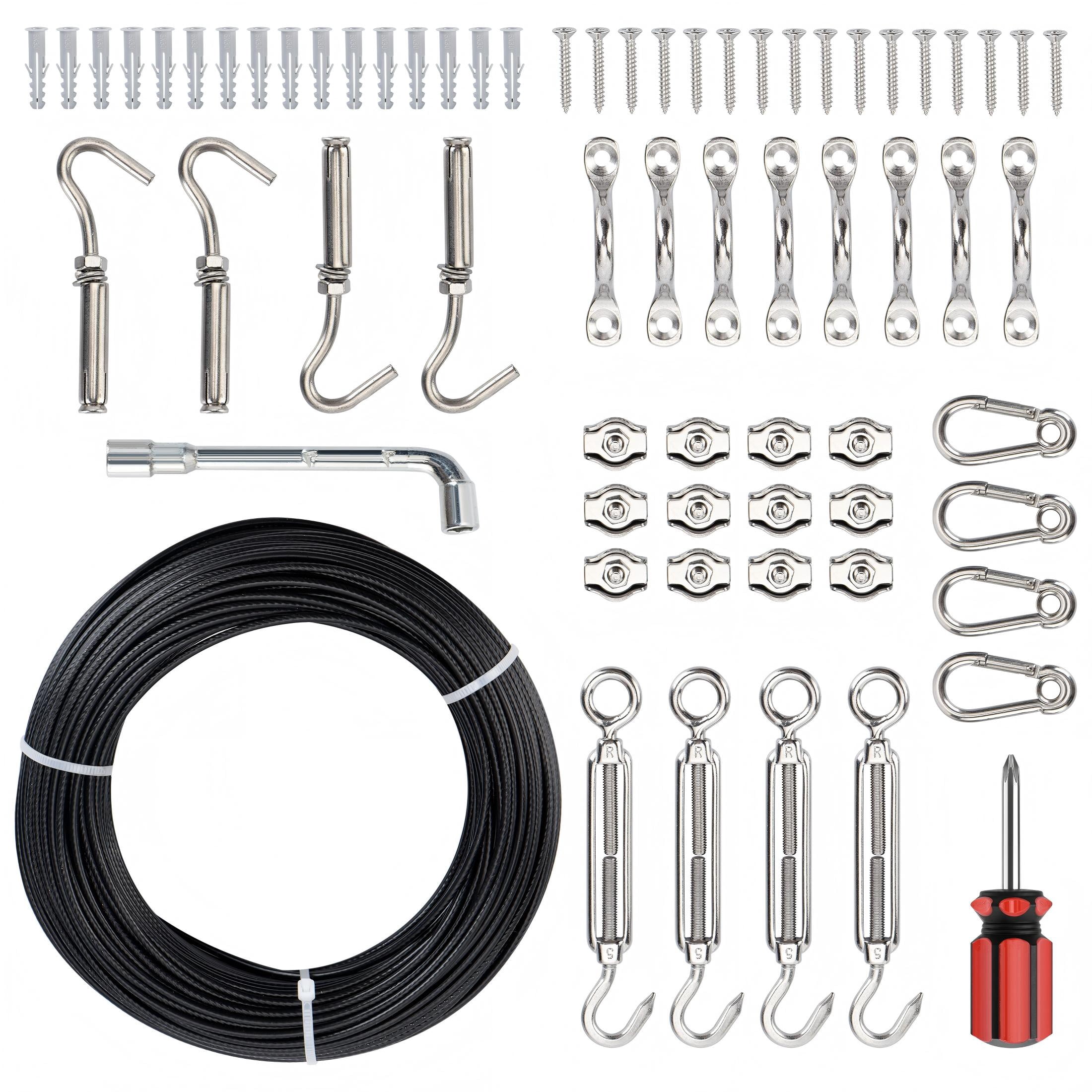 HT Globe String Light Hanging Kit with 170 Feet Cable Guide Wire