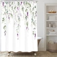 thumbnail image 3 of Sage Green Eucalyptus Shower Curtain, Watercolor Plant Leaf with Blue Floral Shower Curtain Set, Botanical Shower Curtains for Bathroom, Waterproof Fabric with 12 Hooks, 72 x 72 Inches, 3 of 6