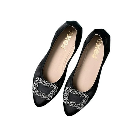 

Ritualay Ladies Flats Comfort Loafers Slip On Flat Shoes Fashion Lightweight Dress Shoe Walking Wedding Rhinestones Black 5