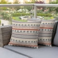 thumbnail image 5 of Outdoor Pillow Covers Boho Stripe Retro Ethnic Style Waterproof Pillow Cases 24x24 Set of 2, Indian Sketch Sun Art Abstract Line Throw Pillow Cover Pillowcase for Patio Balcony Couch Garden, 5 of 9