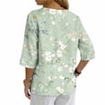 thumbnail image 5 of Warop Women's 3/4 Sleeve Tops Fashionable Printed V-Neck Blouse Loose Fit Pullover T Shirts with Decorative Buttons, 5 of 5