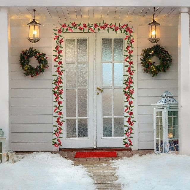 Cameland Vignes de Noël Artificielles avec Baies Rouges et Adaptées pour des Décorations de Fête comme Portes et Fenêtres et Cheminées