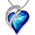 thumbnail image 1 of Collar de gargantilla de corazón Azul oscuro con piedra de nacimiento JM, 1 of 5