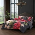 thumbnail image 3 of Bebejan Flower Garland 5 Piece Comforter Set, King, Grey, 100% Cotton Sateen, Reversible, All Season, Cozy Comfort, All Season, Cozy Comfort, 3 of 8