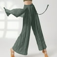thumbnail image 4 of HAiming Women's Palazzo Pants Trendy Pleated Ribbon Straight Wide Leg Pants Casual Elastic High Waisted Lounge Trouser, 4 of 6
