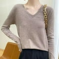 thumbnail image 5 of PIKADINGNIS New Autumn V-Neck Knitted Sweater Women Casual Solid Long-Sleeved Basic Sweaters Female All-match Thin Loose Pullovers, 5 of 6