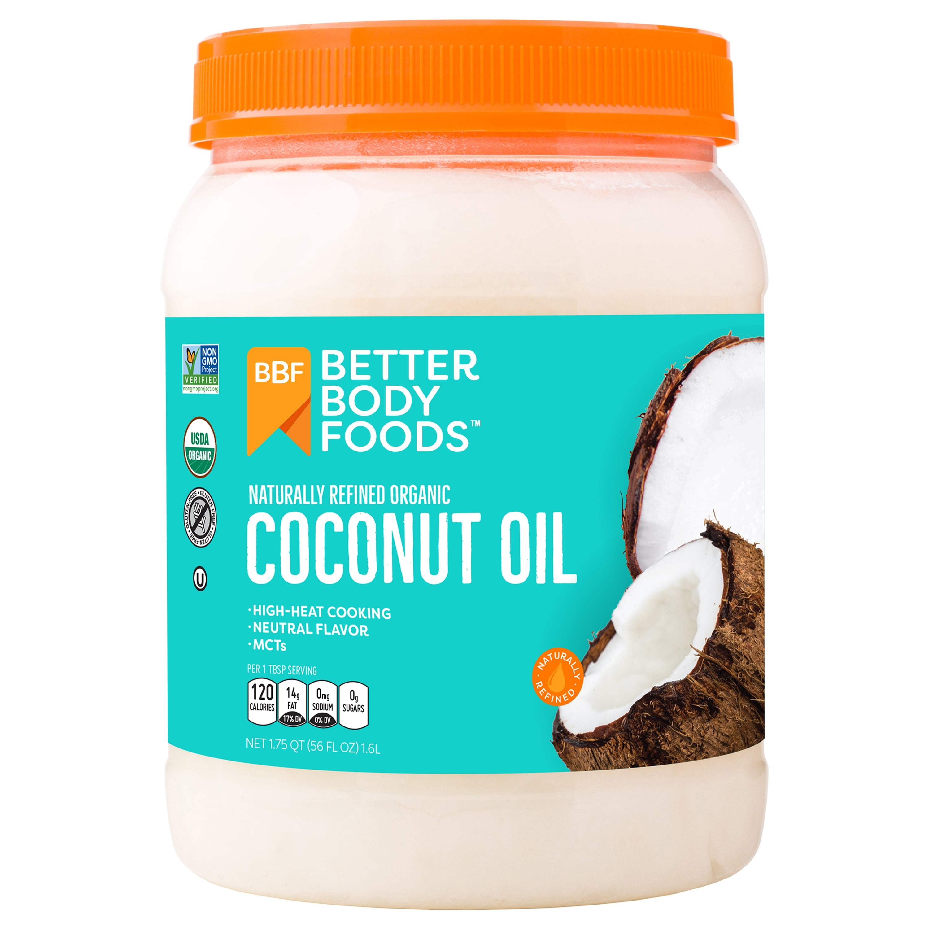 BetterBody Foods Naturally Refined Organic Coconut Oil, 56 fl oz Jar