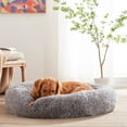 thumbnail image 4 of WATANIYA Calming Donut Dog Bed 30", Anti-Anxiety Cozy Soft Plush Faux Fur Round Pet Bed, Grey, 4 of 7