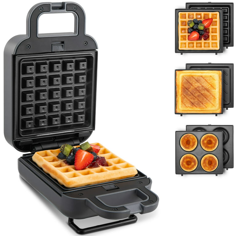 BEZIA Waffle Maker Mini, Sandwich Maker with Removable Plates