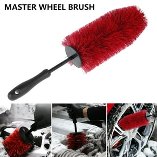 Auto Drive Brand 2 Pack Wooly Material Wheel Brush for Car Cleaning (Red & Black)