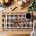 thumbnail image 2 of Vintage Texas Star Brown Placemats Set of 12, Black Plaid Berry Farmhouse Placemats for Dining Table, Place Mats for Kitchen Tabletop, Waterproof Wipeable Dining Table Mats Set, 2 of 9