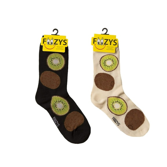 Foozys Women’s Crew Socks | Kiwi Cute Delicious Fruits Print Fashion Novelty Socks | 2 Pairs Included in Two Colors