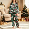 thumbnail image 6 of sdbrld Christmas Silk Pajamas for Kids Girls 2 Piece Cute Graphic Pjs Fall Winter Button Down Long Sleeve Top and Pants Holiday Home Loungewear Sizes 9-10 Years, 6 of 7