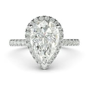 Sterling Silver Simulated Pear-Shaped Diamond Halo Engagement Ring with Side Stones Promise Bridal Ring (12)