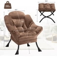 thumbnail image 3 of Moderno accent chair con ottoman, grande lounge chair con foldable footrest, forrado reading chair in dark brown, 3 of 7