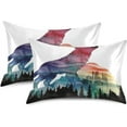 thumbnail image 2 of Wolf Mountain Satin Pillowcase for Hair and Skin Silk Pillowcase Soft Breathable Sleeping Pillow Covers Smooth Cooling Pillowcase with Envelope Closure Size Standard 20x26 in Home Decor Gifts, 2 of 7