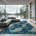 thumbnail image 2 of ODIKA 8'x10' Washable Area Rug Durable, Non-Slip Wave Repeat Ocean Compass Coral Border Vintage Turtle Nautical Map Playful for Living Room, Under Sectional, Family, 2 of 7