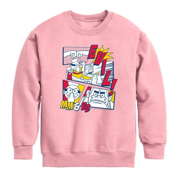 SpongeBob SquarePants - Mermaid Man And Barnacle Boy Comic Panels - Youth Boys Crew Fleece Sweatshirt