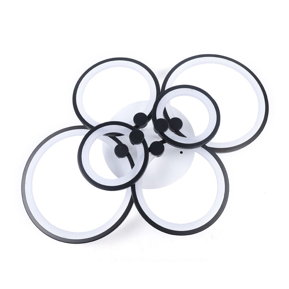 4/6/8-Light FLush Mount Light, Black and White Ring Acrylic LED Ceiling Light Fixture with Remote