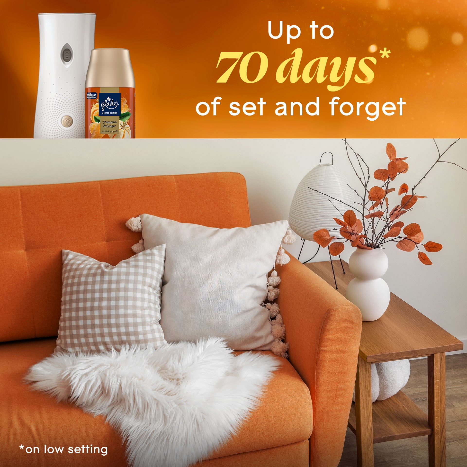 (3 pack) Glade® Automatic Spray Air Freshener Refill, Stocking Stuffer Pumpkin & Ginger, 6.2oz., 1 Count