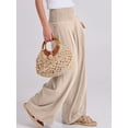 thumbnail image 3 of Pantalones Palazzo ANRABESS de lino para mujer, pernera ancha y cintura alta, 3 of 8