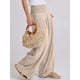 thumbnail image 3 of Pantalones Palazzo ANRABESS de lino para mujer, pernera ancha y cintura alta, 3 of 8