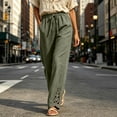 thumbnail image 4 of Oksale Lightweight Pants for Women Summer Lace Straight Leg Pants with Pockets Soft Comfy Drawstring High Waist Casual Pants Going Out Trousers 2026 Army Green L, 4 of 7