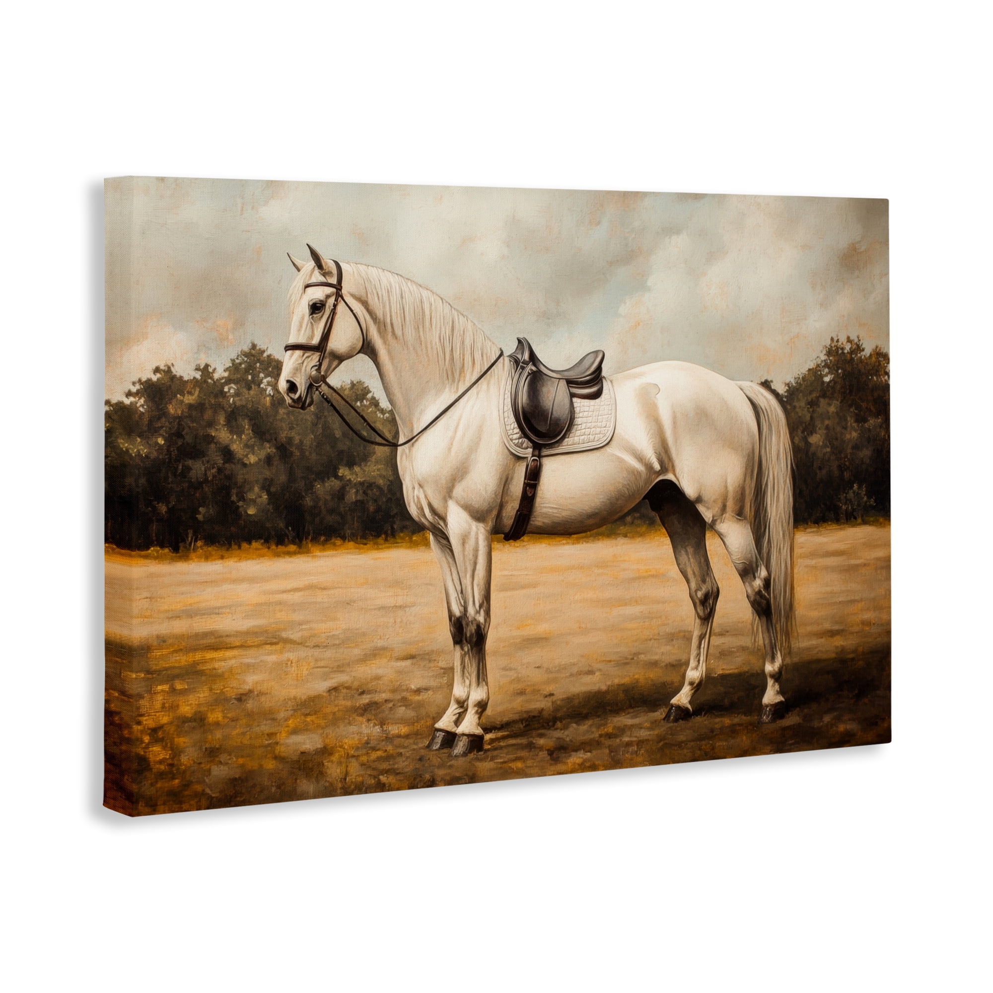 Stupell Industries White Mare with Saddle Canvas Wall Art, design by Petal Prints Design