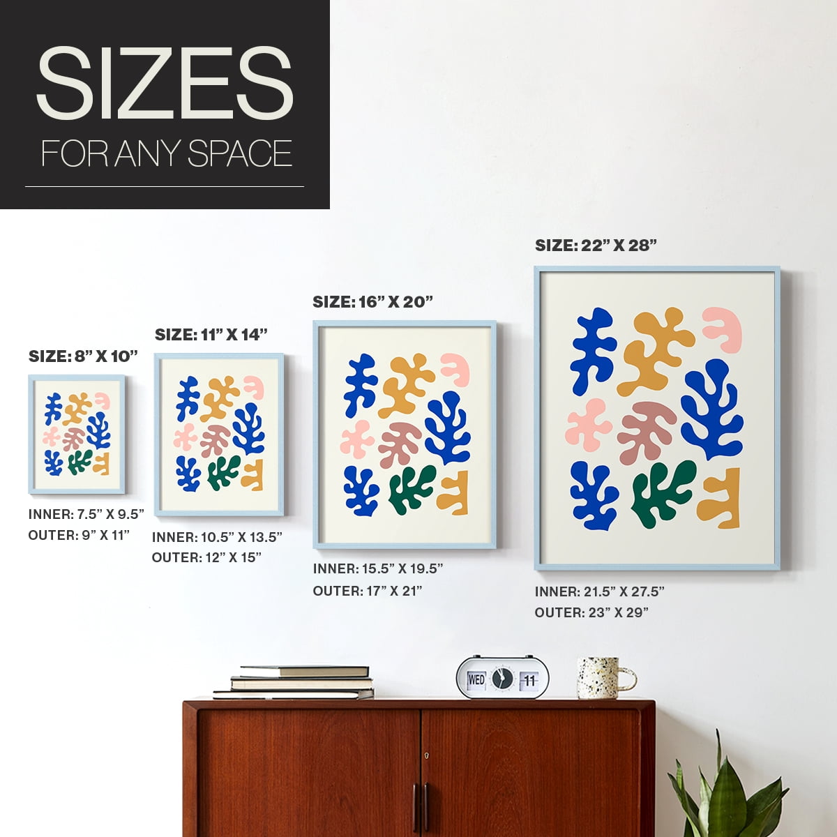 Matisse CDLXV in Blue Solid Wood Framed Print No Nail Hanging