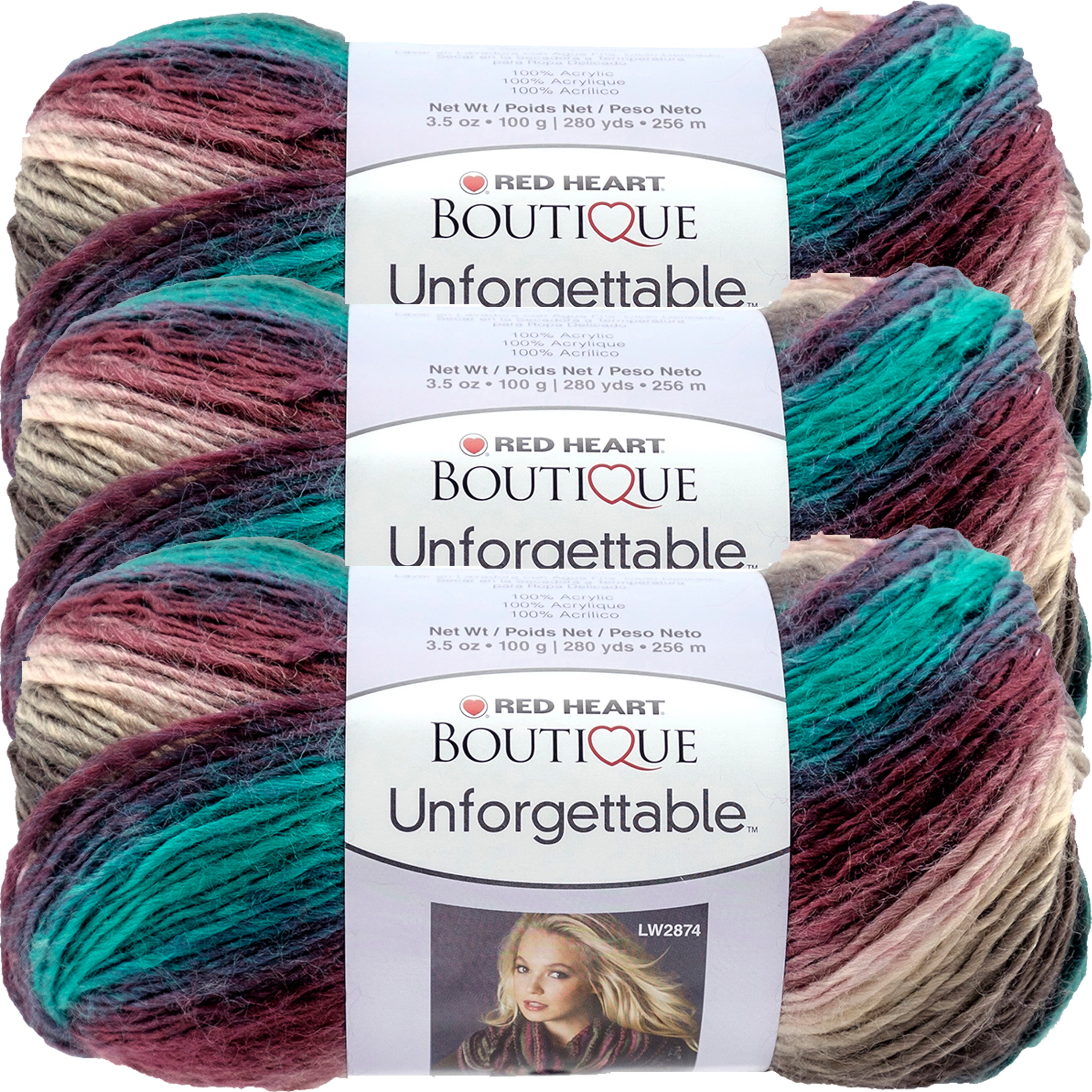 E793-3965 3 Pack-Red Heart Unforgettable Yarn-Candied 