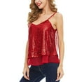 thumbnail image 2 of Franhais Women Sequins Sleeveless Tops with See-through Mesh, Sexy Style Adjustable Shoulder Strap Summer Clothing, 2 of 4