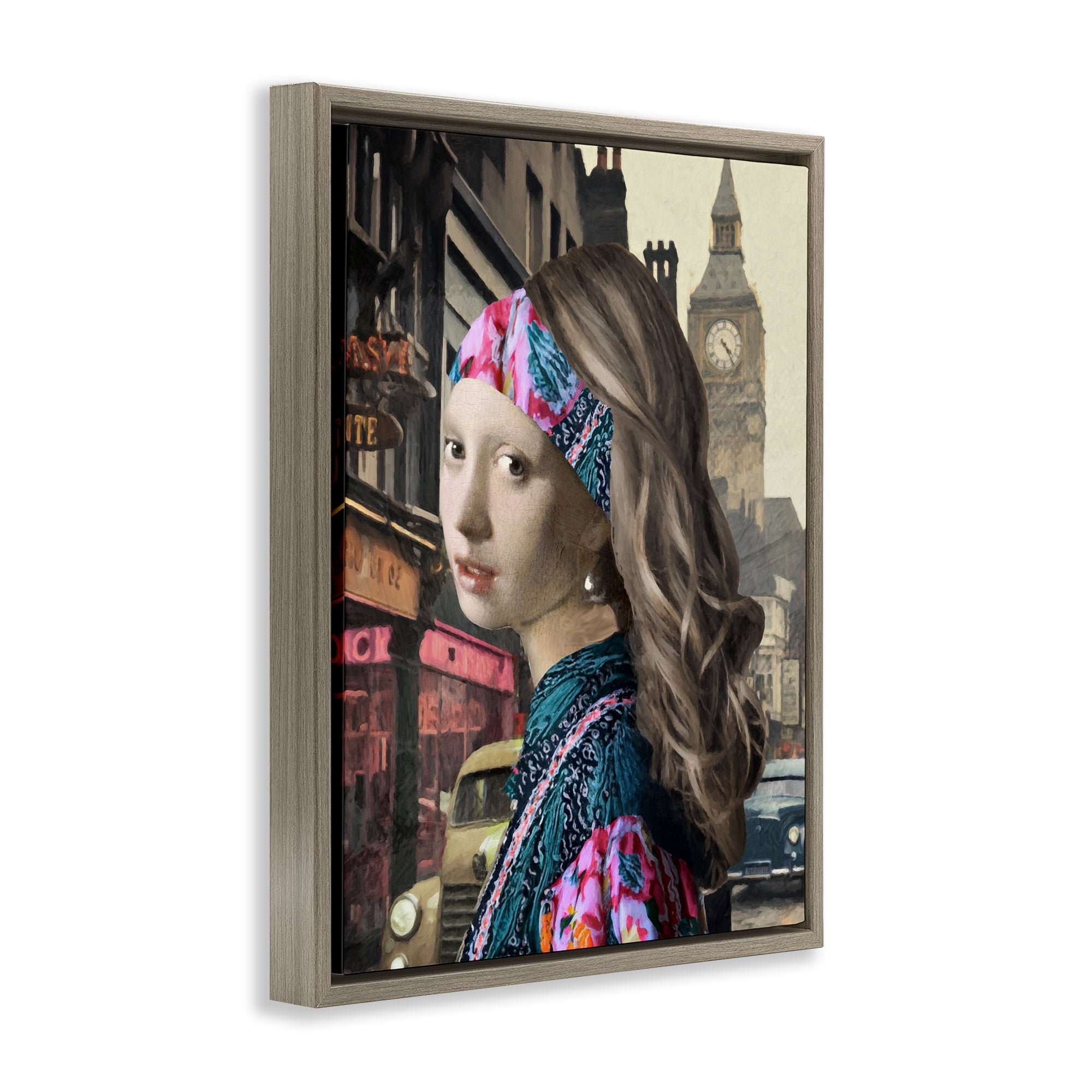 Carnaby Street Remix Painting Brown Framed Floater Canvas Wall Art, design by Sasha