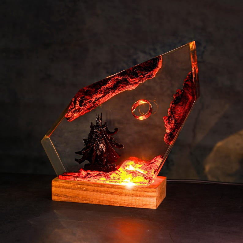 Ring of Flame Resin Lamp | Sauron Epoxy Night Light | Lord of the Rings Resin Lamp | Fantasy Night Lamp | One Ring Lava Lamp