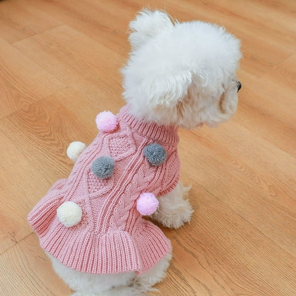 Vorkoi Dogs Sweater Dress With Bowtie Checkered Winter Sweater Clothes Apparel for Small Puppy Chihuahua Corgi