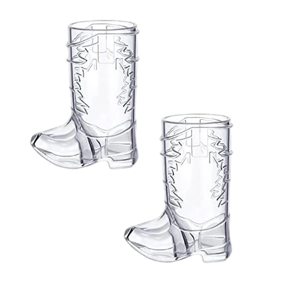 2Pcs Sale Countdown! Western Cowboy Boot Shaped Plastic Shot Glasses Transparent Mini Cups For Cowboy Themed Party Drinks Party Supplies Glass&Bottle Practical Home Decor