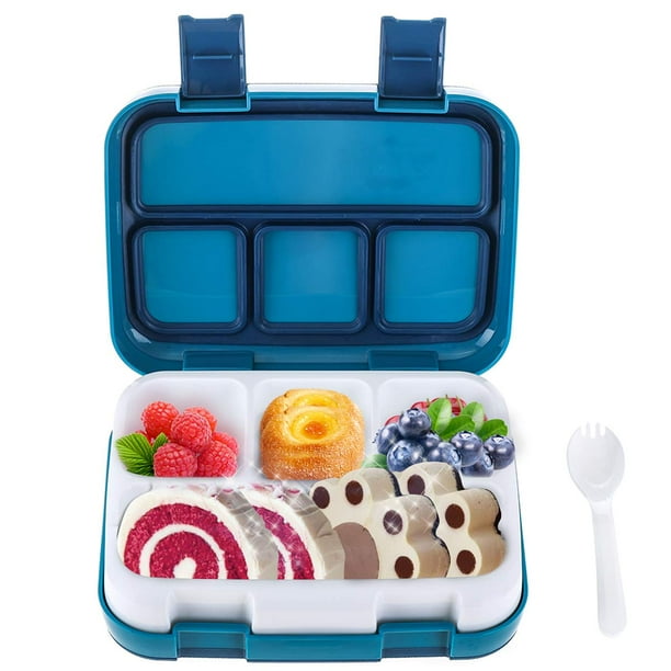Lunch Box with Leakproof Compartment Tray and Spoon, Includes Two Kid
