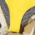 thumbnail image 6 of Huowey Kids Girls Two Piece Swimsuit Spaghetti Strap Square Collar Cute Solid Color High Waist Striped Bikini Swimwear Beach Pool Party Summer Bathing Suits Stylish Beachwear,Yellow,14-15 Years, 6 of 6